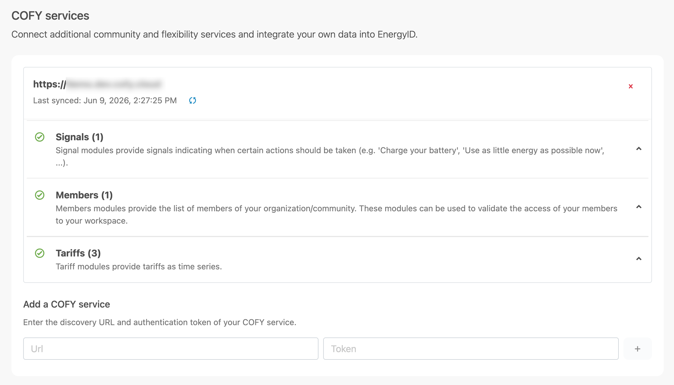 Overview of COFY services in the Workspace settings